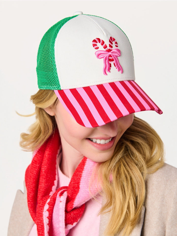Candy Cane Bow Trucker Hat