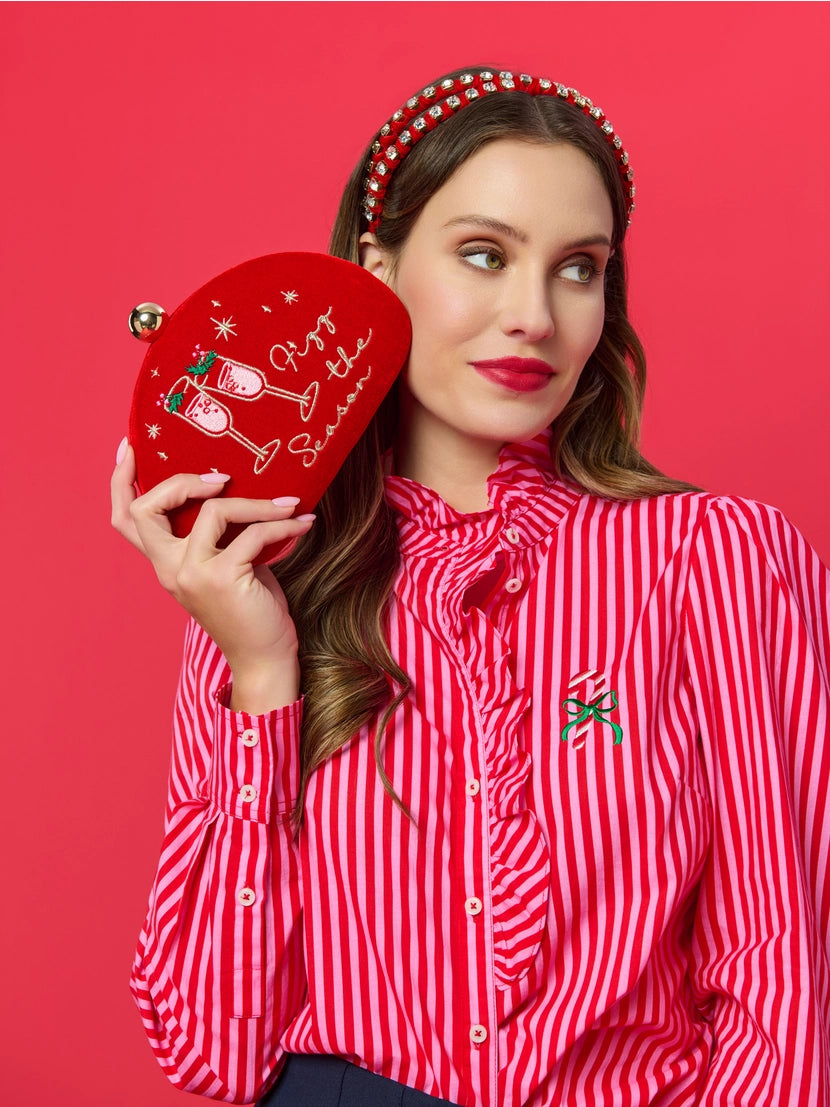 Candy Cane Stripe Ruffle Blouse