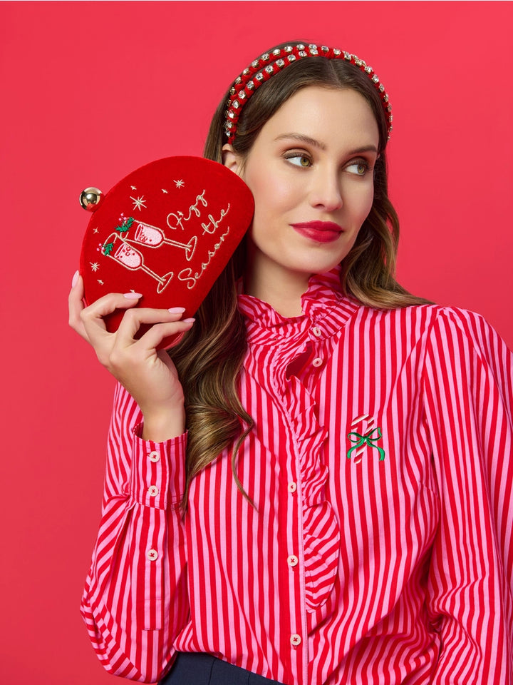 Candy Cane Stripe Ruffle Blouse