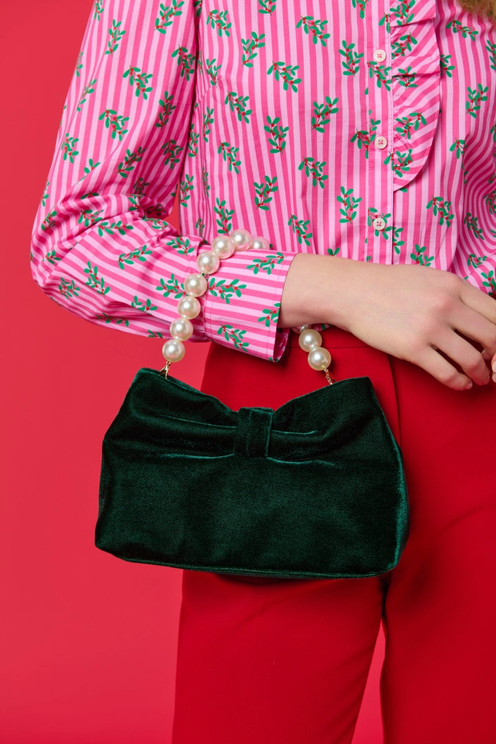Eloise Velvet Bow Pearl Bag