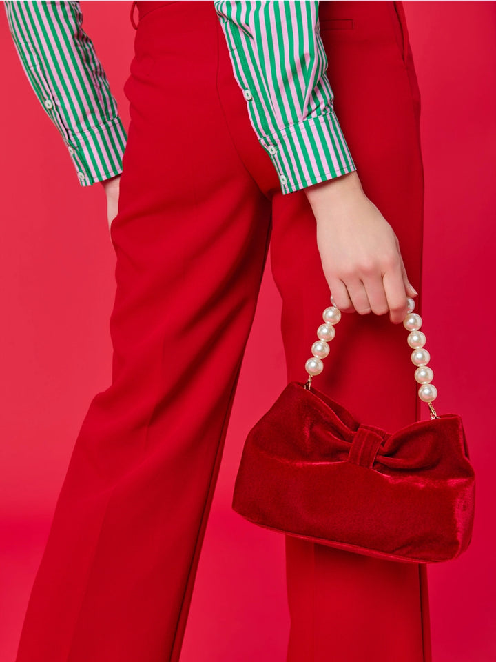 Eloise Velvet Bow Pearl Bag