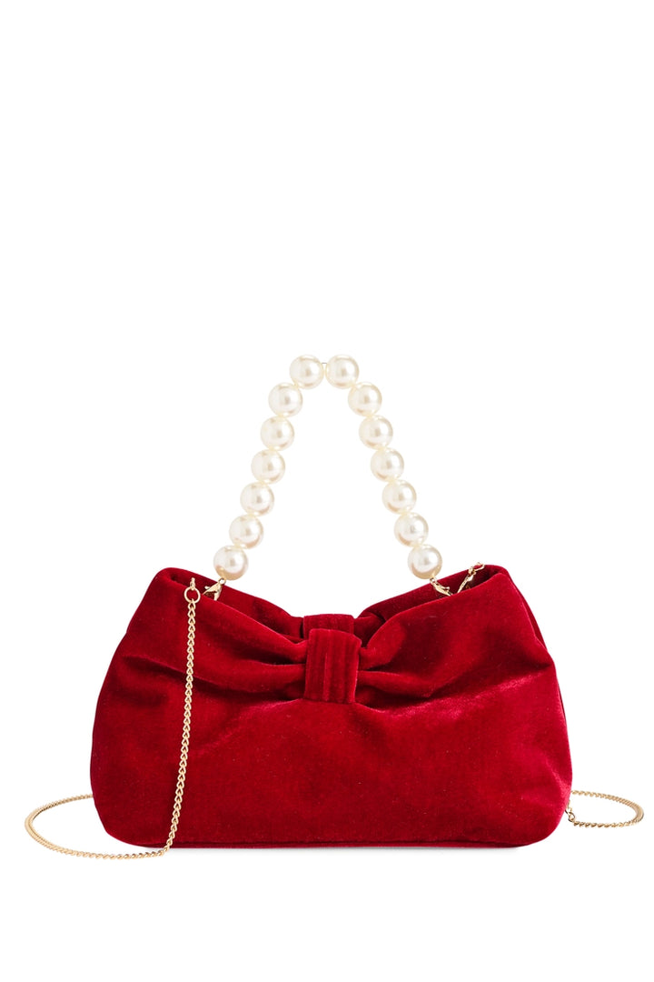 Eloise Velvet Bow Pearl Bag