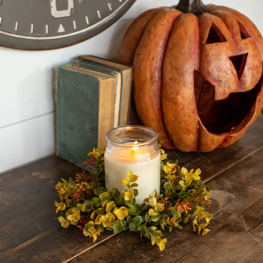 10" Eucalyptus & Boxwood Candle Ring
