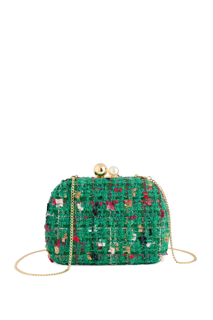 Holiday Tweed Kisslock Clutch