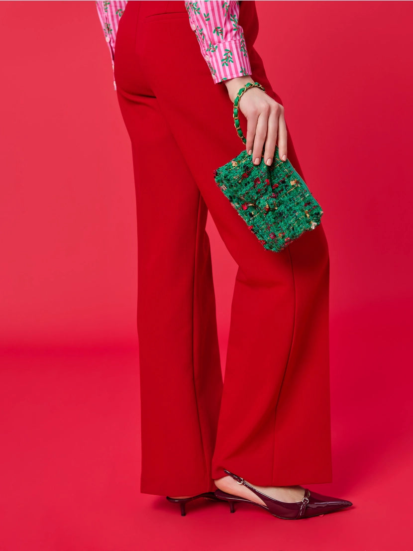 Holiday Bow Tweed Wristlet
