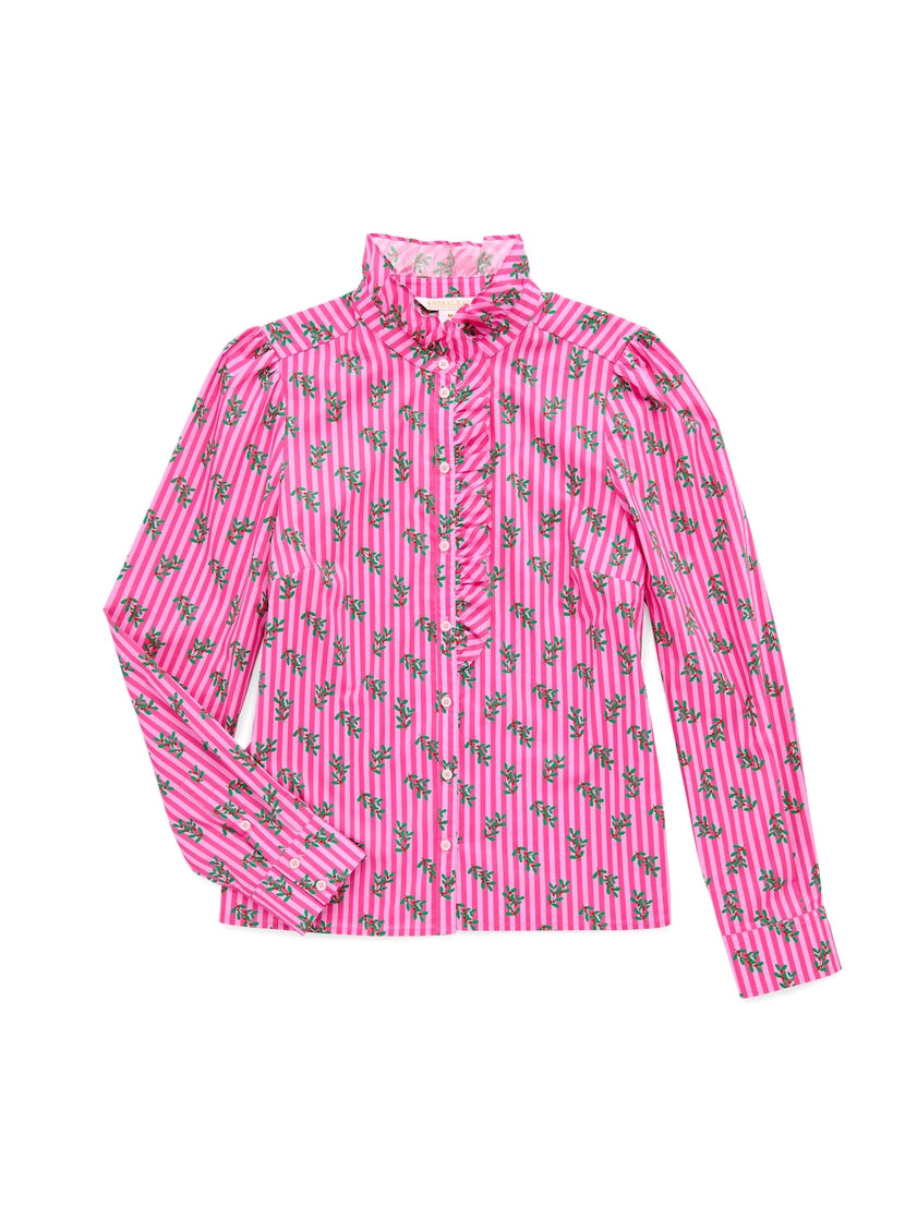Holly & Stripes Ruffle Blouse
