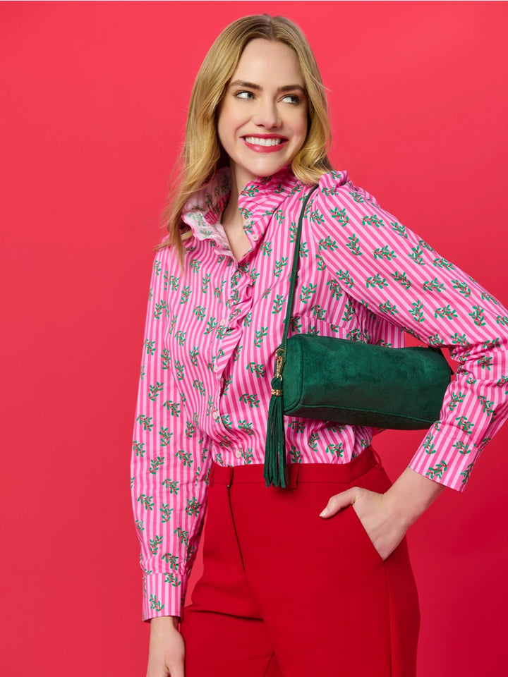 Holly & Stripes Ruffle Blouse