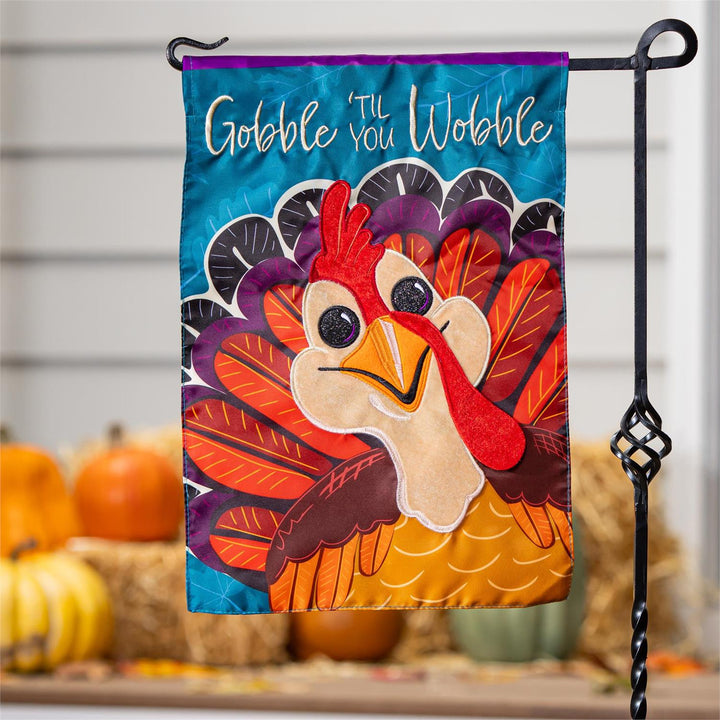 Gobble ’Til You Wobble Thanksgiving Garden Flag