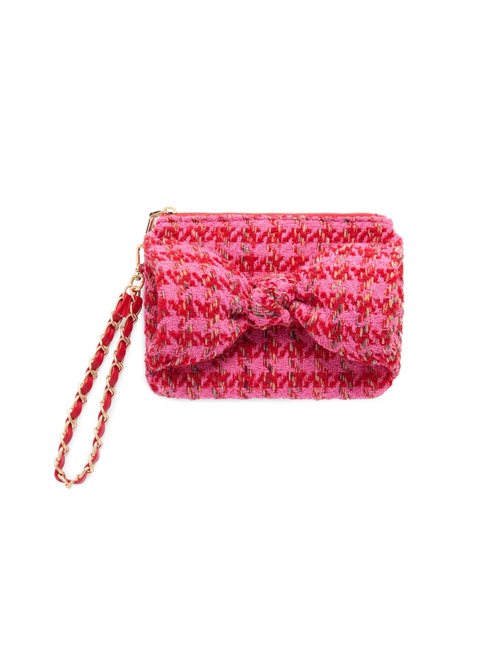Holiday Bow Tweed Wristlet