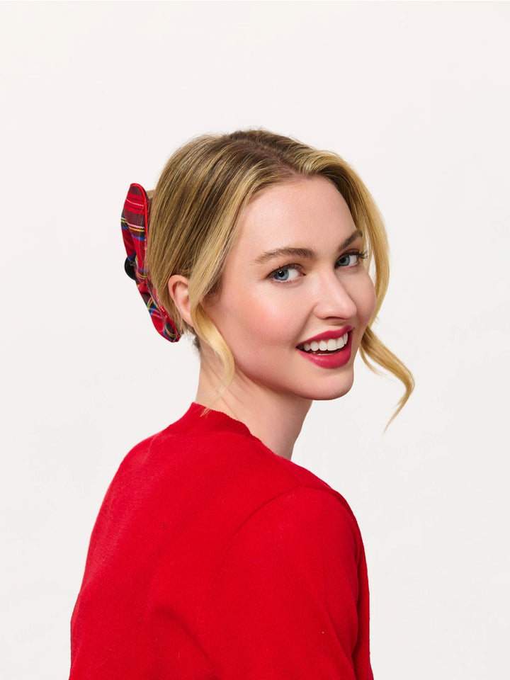 Merry Tartan Bow Claw Clip