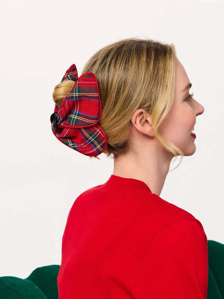 Merry Tartan Bow Claw Clip