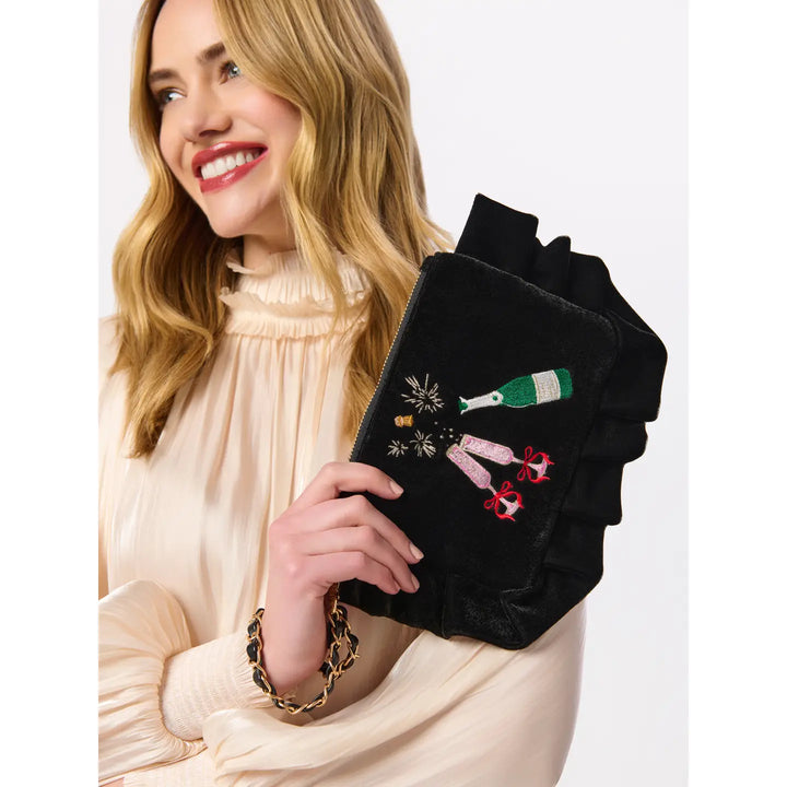 Pop, Fizz & Celebrate Velvet Wristlet