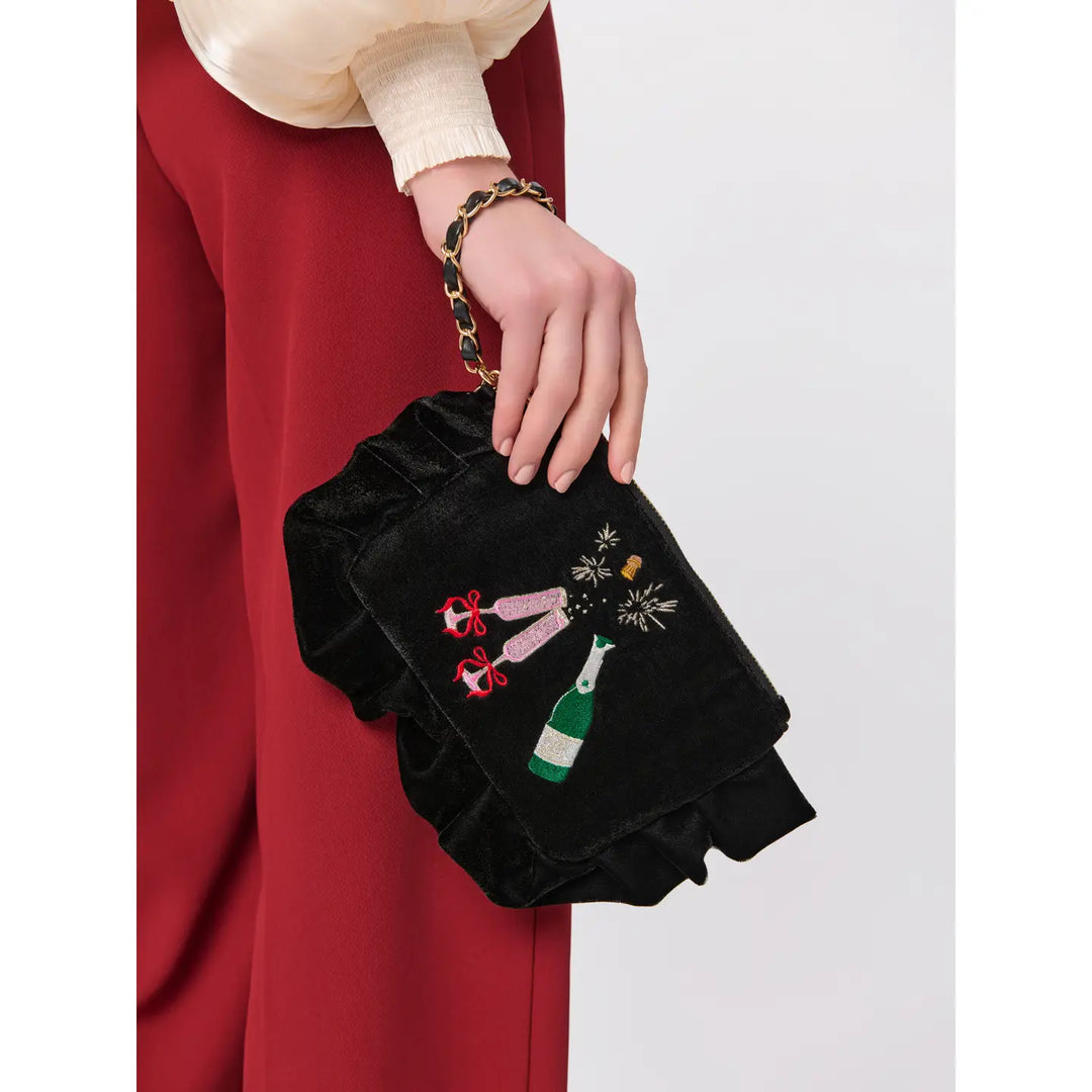 Pop, Fizz & Celebrate Velvet Wristlet