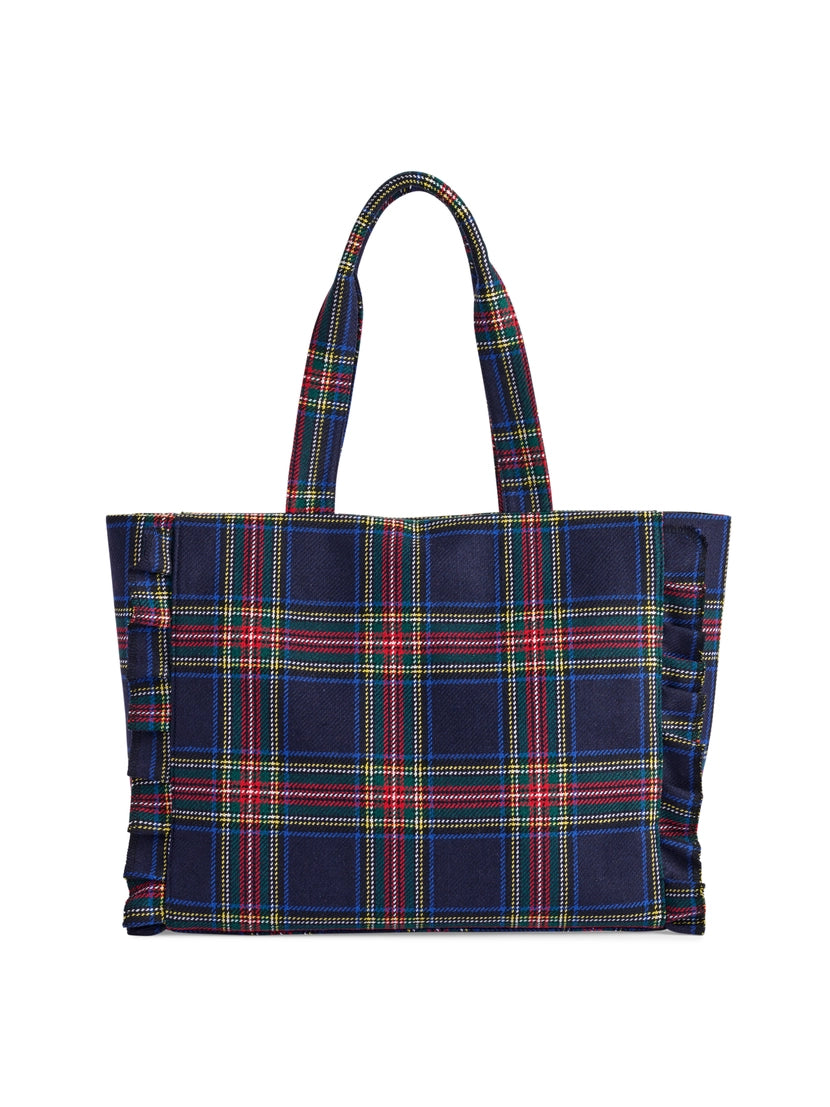 Ruffled Tartan Carryall Tote