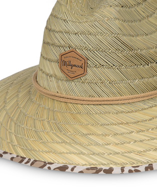 Leopard Trim Straw Hat