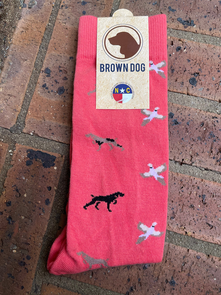 Pointer & Ducks Socks - Coral