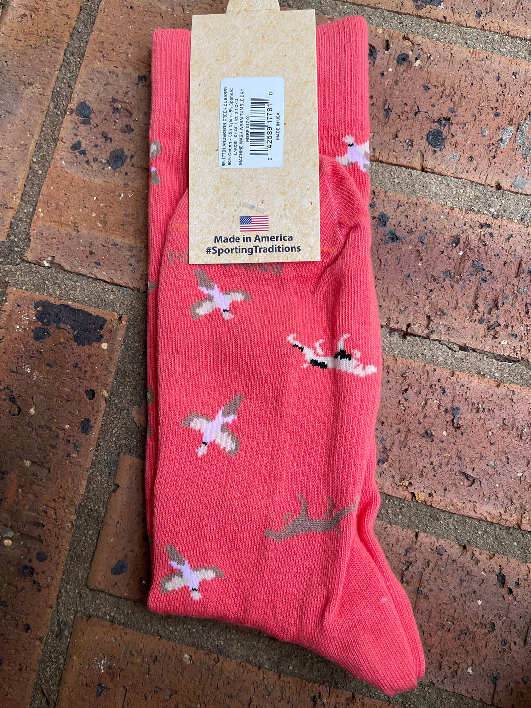 Pointer & Ducks Socks - Coral