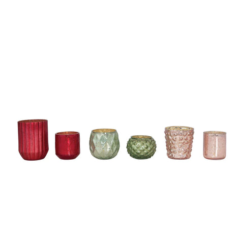 Set of 6 Mercury Glass Votive Holders