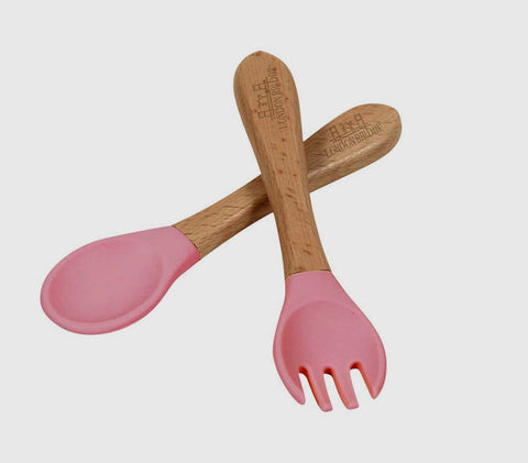 Silicone/Beechwood Fork & Spoon Set