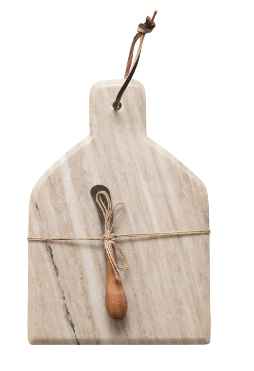 Marble Cutting Board with Knife