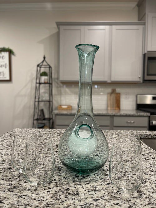 Glass Wine Decanter with Ice Pocket