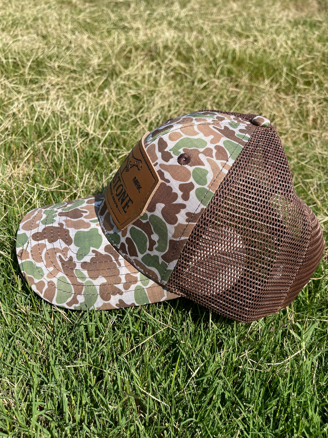 Camo/Brown GSP Leather Patch Hat