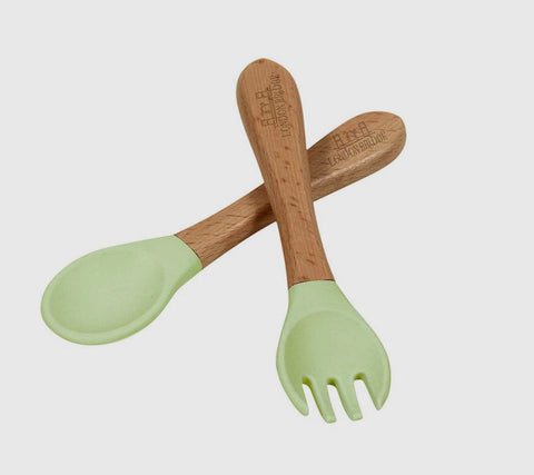 Silicone/Beechwood Fork & Spoon Set