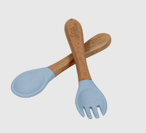 Silicone/Beechwood Fork & Spoon Set