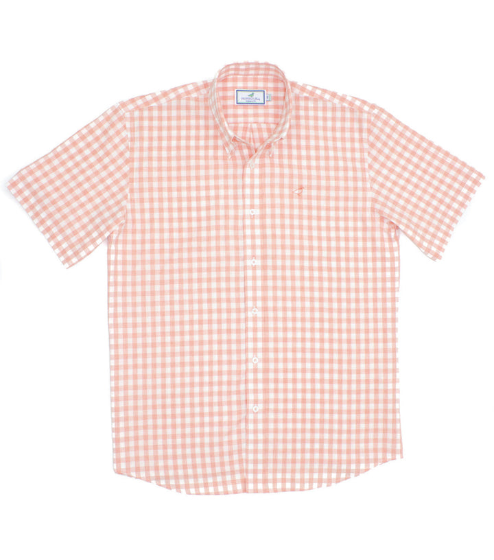 Melon Check Button Up SS Dress Shirt