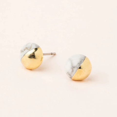 White & Gold Stud Earrings