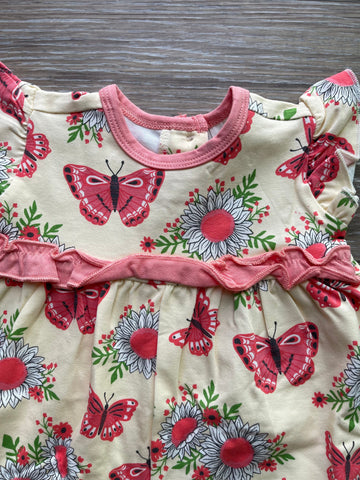 Pink Butterflies Flutter Sleeve Romper