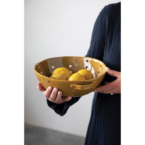 Butterscotch Stoneware Colander