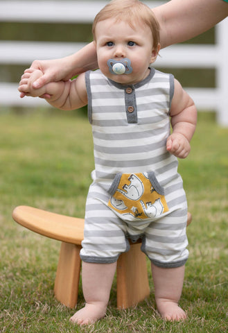 Elephant Striped Sleeveless Romper