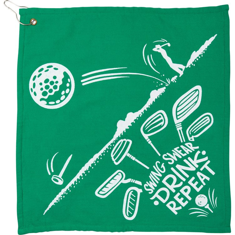 Swing, Swear, Drink, Repeat Golf Towel