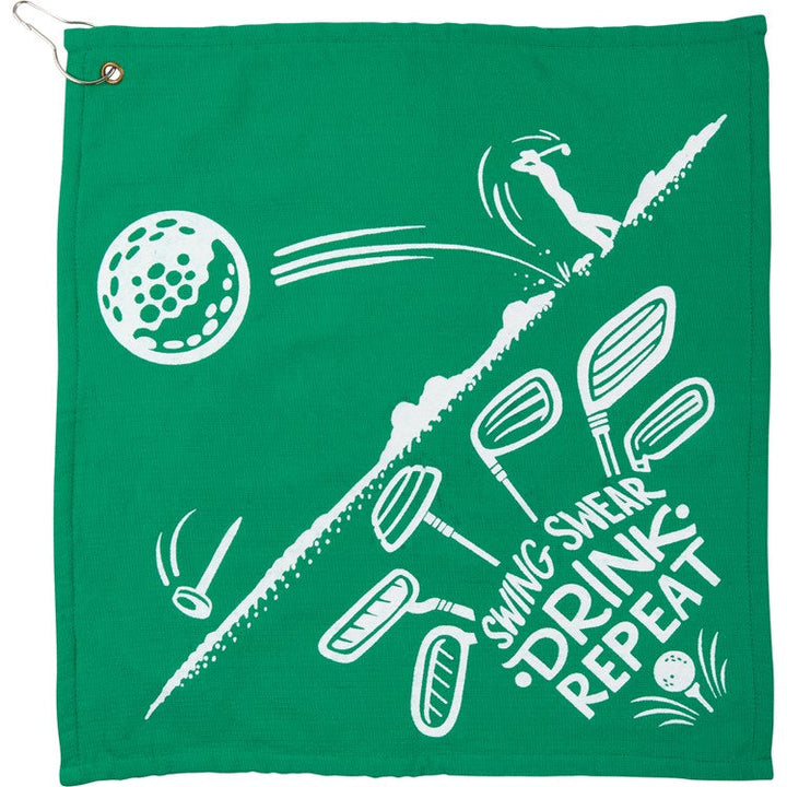 Swing, Swear, Drink, Repeat Golf Towel