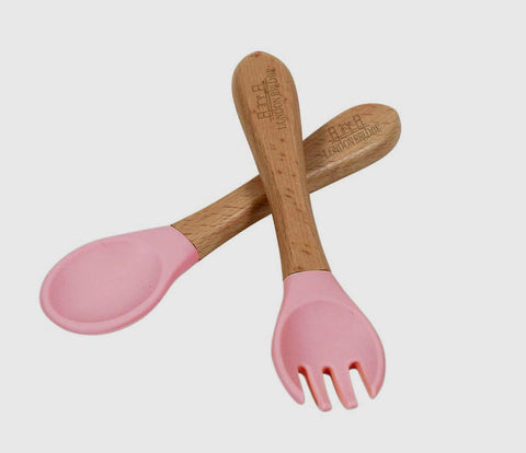 Silicone/Beechwood Fork & Spoon Set