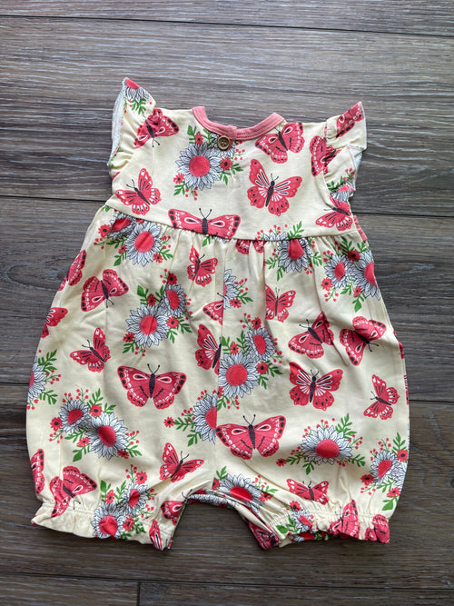 Pink Butterflies Flutter Sleeve Romper